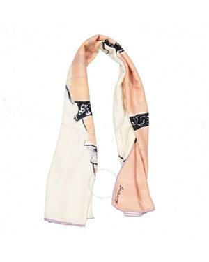 Burberry Peach Cashmere Swan Print Scarf - Orange