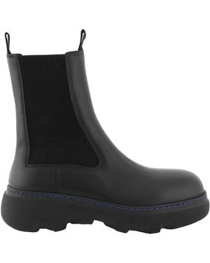 Burberry Creeper Chelsea Leather Ankle Boots, Brand Size 35 (Us - Black