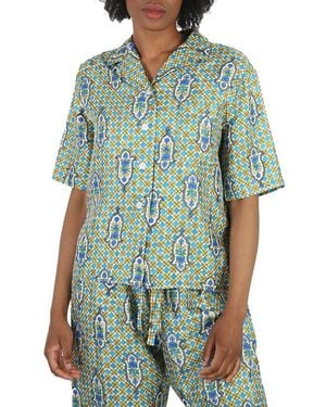 La DoubleJ Ladies Santachiara Twill Silk Boxy Shirt - Blue