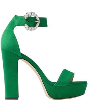 Jimmy Choo Mionne 120 Suede Platform Sandals, Brand Size 36.5 Us - Green