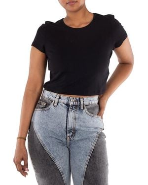 ROTATE BIRGER CHRISTENSEN Crystal Logo Cropped T-Shirt - Black