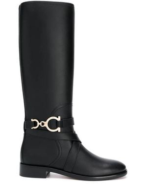 Ferragamo Gancini Knee-High Boots - Black