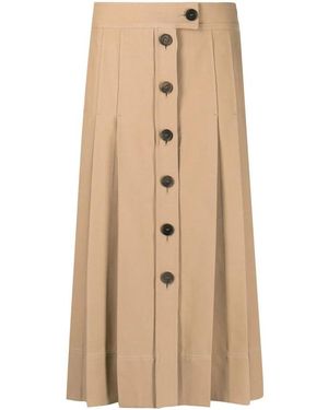 Ferragamo Buttoned-Up Pleated Skirt - Natural