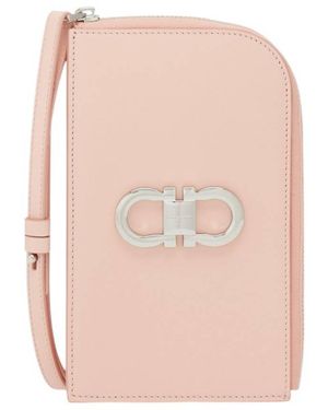 Ferragamo Gancini Leather Smartphone Holder - Pink
