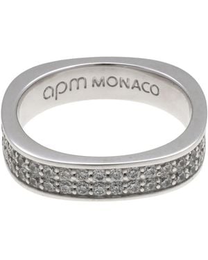 Apm Monaco Ladies Chunky Pave Embellished Ring - Metallic