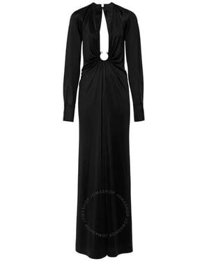 Burberry Juliana Crystal Ring Detail Gathered Jersey Gown - Black