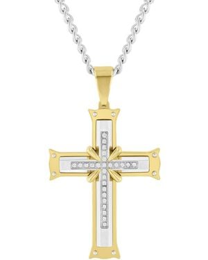 Robert Alton 1/8Ctw Diamond Stainless Steel With Finish Cross Pendant - Metallic