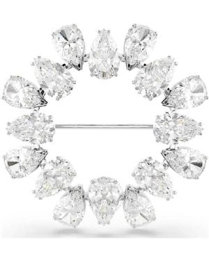 Swarovski Matrix Pear-Cut Rhodium Plated Brooch - White