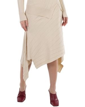 Stella McCartney Asynnetric Hem Rib-Knit Skirt - Natural