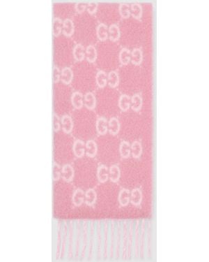 Gucci Gg Alpaca Wool Blend Scarf - Pink