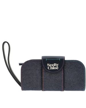 See By Chloé Laetizia Long Folded Denim Wallet - Blue
