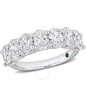 Created Forever 3Ct Tw Oval Lab-Created Diamond And Created Emerald Accent Semi-Eternity Ring - Metallic