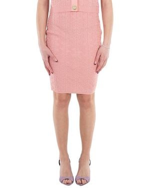 Balmain Monogram Intarsia Knit Mini Skirt - Pink