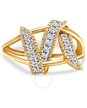 Haus of Brilliance 14K Plated .925 Sterling 1/4 Cttw Diamond Interlocking Bypass Ring - Metallic