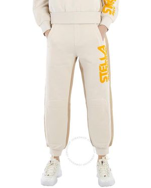 Stella McCartney Ladies Log Print Tracksuit Cotton Trousers, Brand Size 38 (Us - Natural