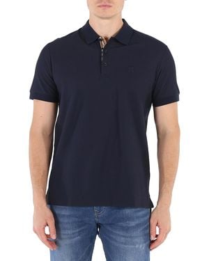 Burberry Monogram Motif Cotton Pique Short-Sleeve Polo Shirt, Brand - Blue