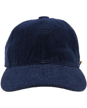 Van Palma Palm Tree Embroidered Denim Baseball Cap - Blue