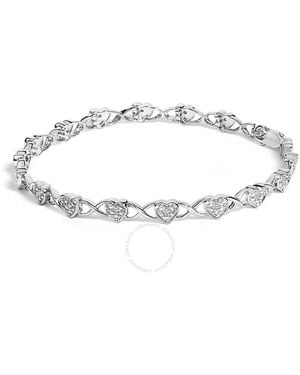 Haus of Brilliance 925 Sterling Diamond Accent Heart Link Bracelet (I-J Color, I3 Clarity) - Metallic