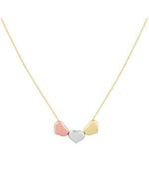 Tresorra 14K, Rose Triple Heart Pendant Necklace - Metallic