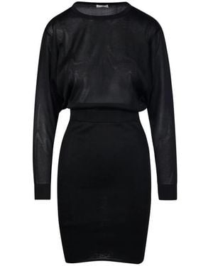 Saint Laurent Long-Sleeve Ackless Knit Dress - Black