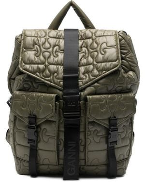 Ganni Quilted Nylon Backpack - Green
