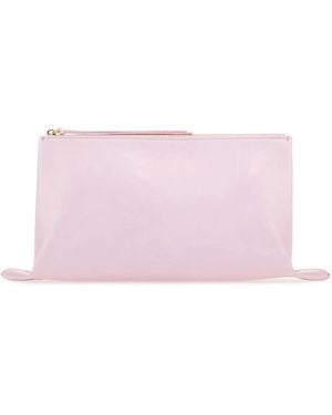 Jil Sander Pastel Leather Medium Clutch - Pink