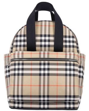 Burberry Check Baby Changing Backpack Sand Ip Polyamide - Black