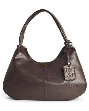 Ganni Bou Croco Xxl Recycled Leather Blend Bag - Brown