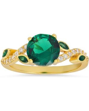 Kylie Harper 14K Over Emerald Cz Floral Ring - Green