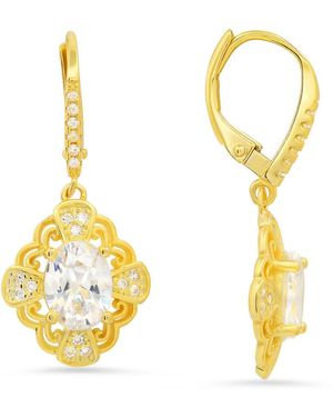 Kylie Harper 14K Over Vintage Filigree Cubic Zirconia Cz Leverback Earrings - Metallic