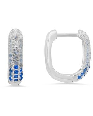 Kylie Harper Sterling Sapphire Ombre Pave Cz Hoop Earrings - White