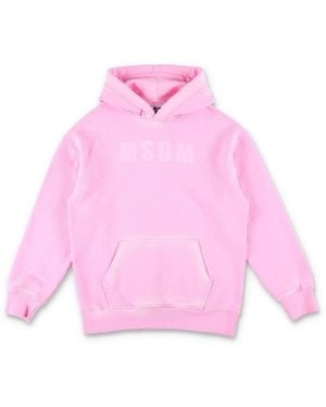 MSGM Classic Hood Cotton Sweatshirt - Pink