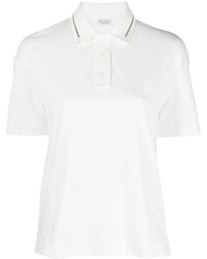 Brunello Cucinelli Cotton Polo Shirt, Size X-Large - White