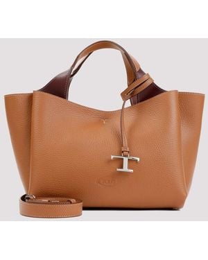 Tod's Bauletto Sacca Grained Leather Bag - Brown
