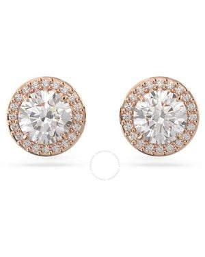 Swarovski Constella Rose-Tone Plated Round Cut Stud Earrings - Metallic