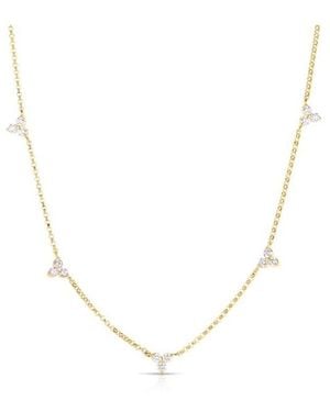 Roberto Coin Diamond Flower Five Station Necklace - Metallic