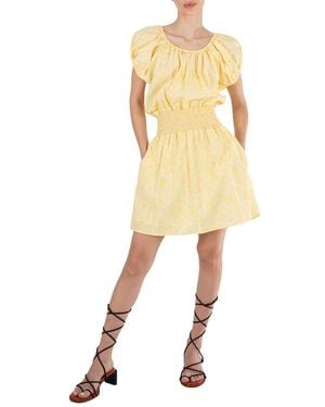KENZO Lemon Gingham Snakeskin A-Line Mini Dress, Brand Size 38 (Us - Yellow