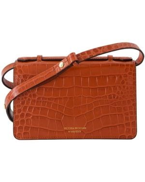 Victoria Beckham Crocodile-Embossed Calfskin Crossbody Bag - Brown