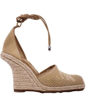 Burberry Mesh Plunge Wedge Heel Espadrilles, Brand Size 38 Us - Metallic