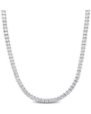 Amour 44 Ct Tgw Square Created Sapphire Tennis Necklace - Metallic