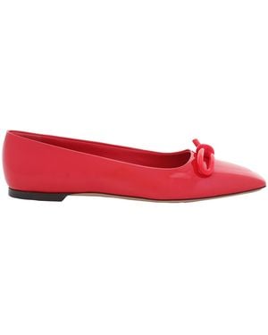 Ferragamo Ferragamo Ladies Ballet Flat With Asymmetric Bow - Red
