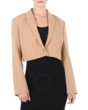 Filles A Papa Ladies Camel Crepe Cropped Tailor Jack, Brand Size 1 - Black