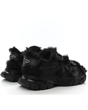 Balenciaga Faux-Fur Track Sandals - Black