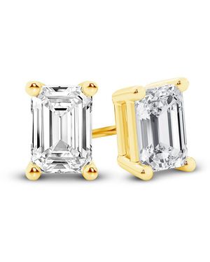 Brilliant Diamond 14K Igi Certified 0.50 Carat Emerald Cut Lab Grown Diamond Stud Earrings For Vs Clarity, E-F Colour - Metallic