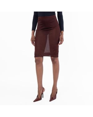 Saint Laurent Sheer Midi Skirt - Red