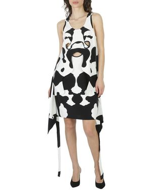 Burberry Cow-Print Pieced Cutout Silk Mini Dress, Brand Size 4 (Us - Black