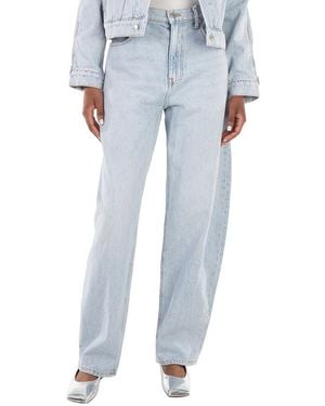 T By Alexander Wang Logo-Patch High-Rise Tapered Cotton Jeans - Blue