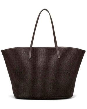 Brunello Cucinelli Dark Woven Tote Bag - Brown