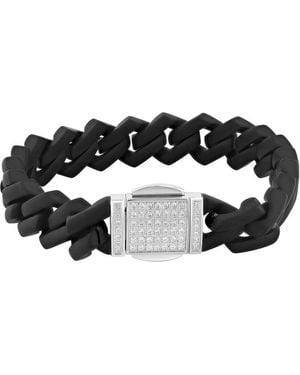 Robert Alton 1/2Ctw Diamond Stainless Steel Finish Clasp Bracelet - Black
