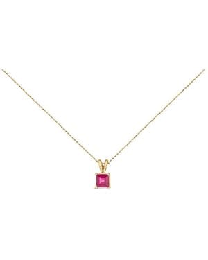 Haus of Brilliance 14K 5X5 Mm Square Shaped Ruby Solitaire Pendant Necklace - White